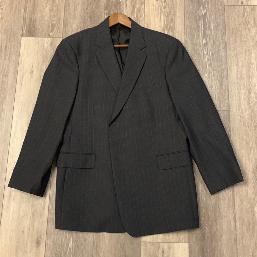 BROOKS STRETCH MENS SPORTS BLAZER GREY WITH VERTICAL LIGHT GREY STRIPES